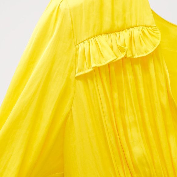 *SOLD* Smythe Yellow Satin Dress - Picture 5 of 8